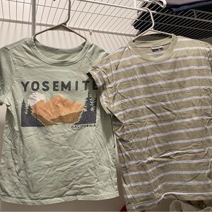 2 shirt box： Green Graphic and Striped T-Shirts